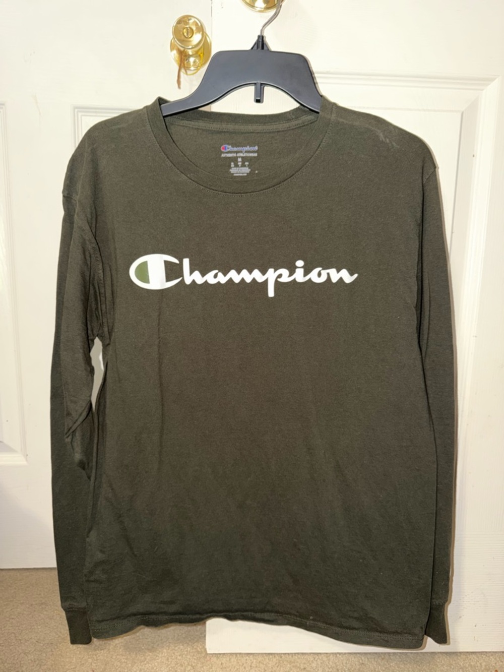 Champion Olive Green Long Sleeve Logo Tee